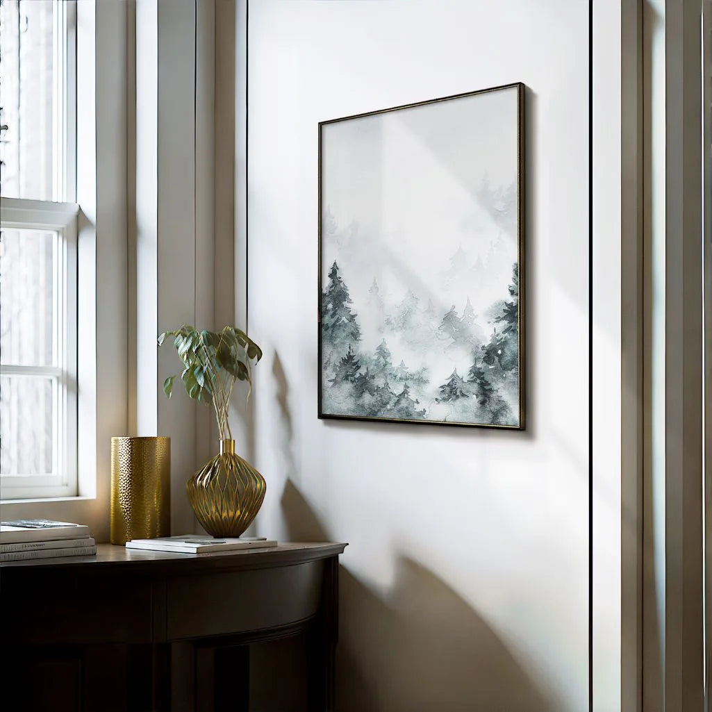 Misty Forest Watercolor Poster