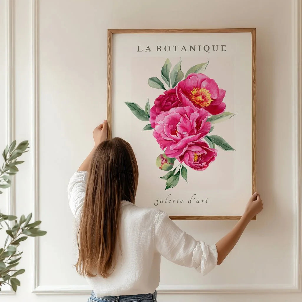 Pink Peony Bouquet Watercolour Poster