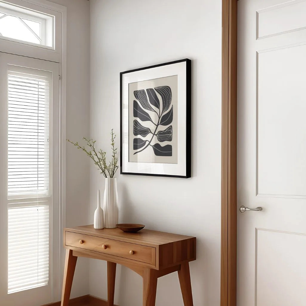 Minimalist Noir Leaves Poster