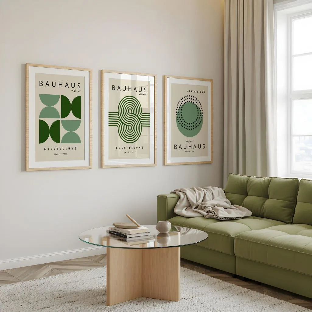 Weimar Green Rhythm Bauhaus Poster Set of 3