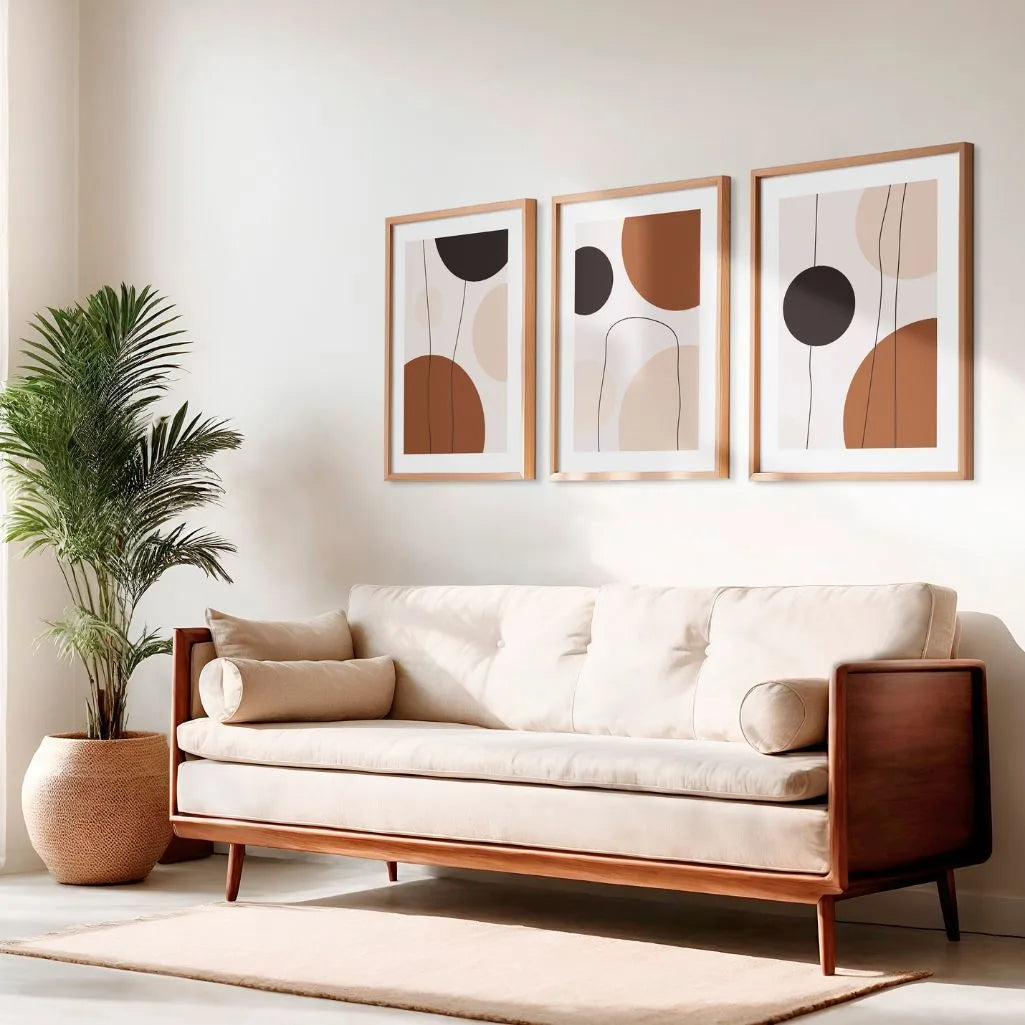 Balanced Forms – Minimalist Abstract Art Prints - Set of 3 Neutral Wall Art