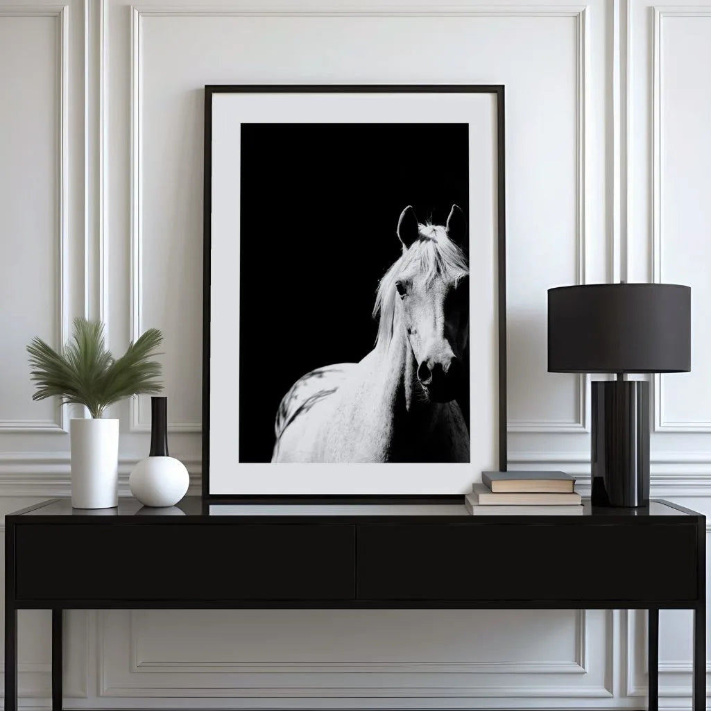 Black and White Horse Poster