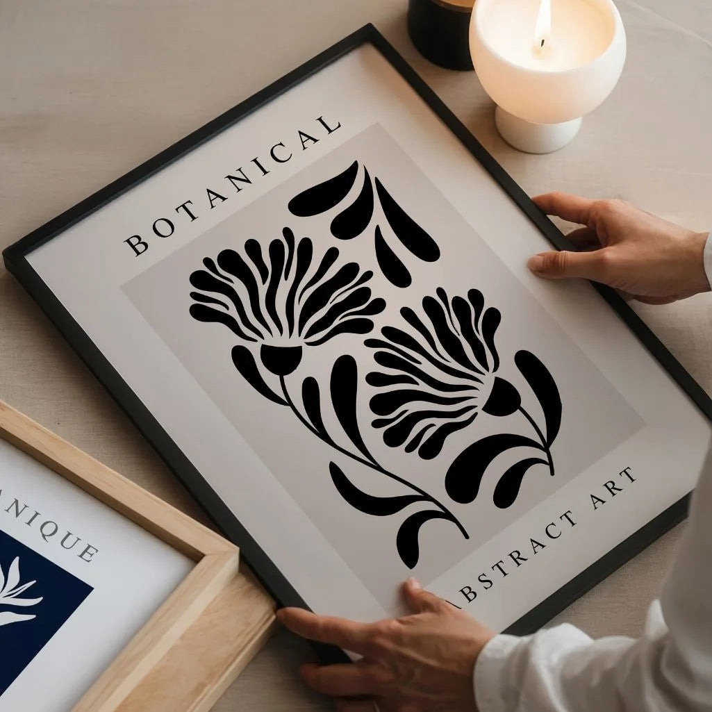 Noir Abstract Flowers Poster