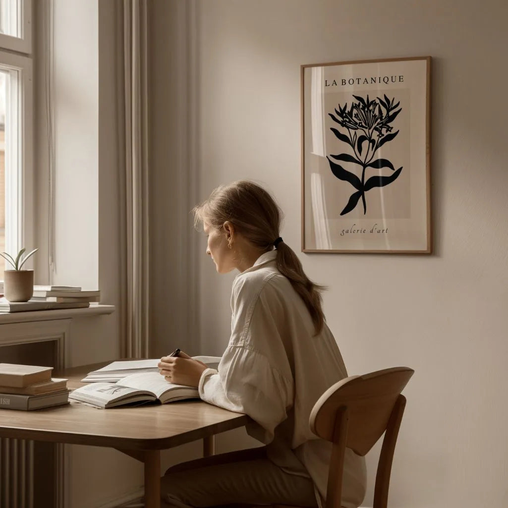 Black Botanical Flowers Poster