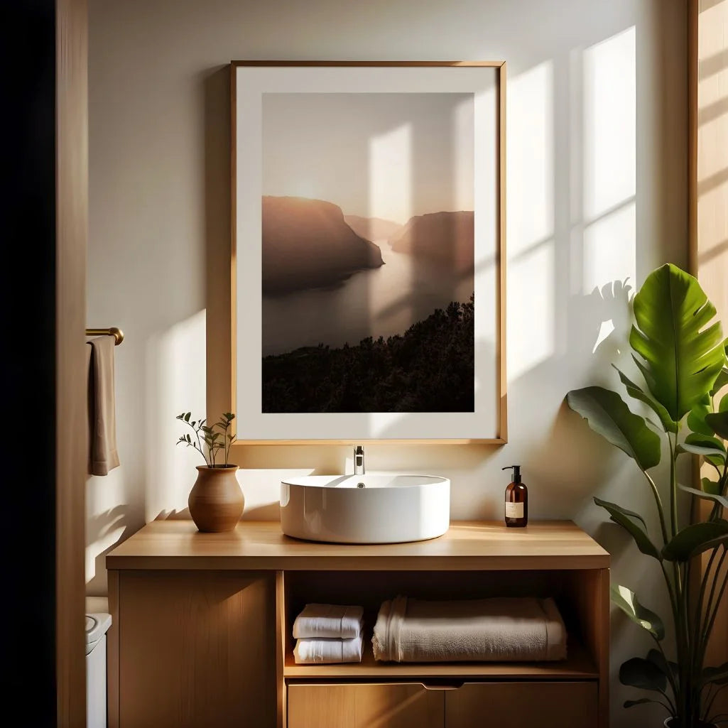 Golden Fjord at Dawn Poster