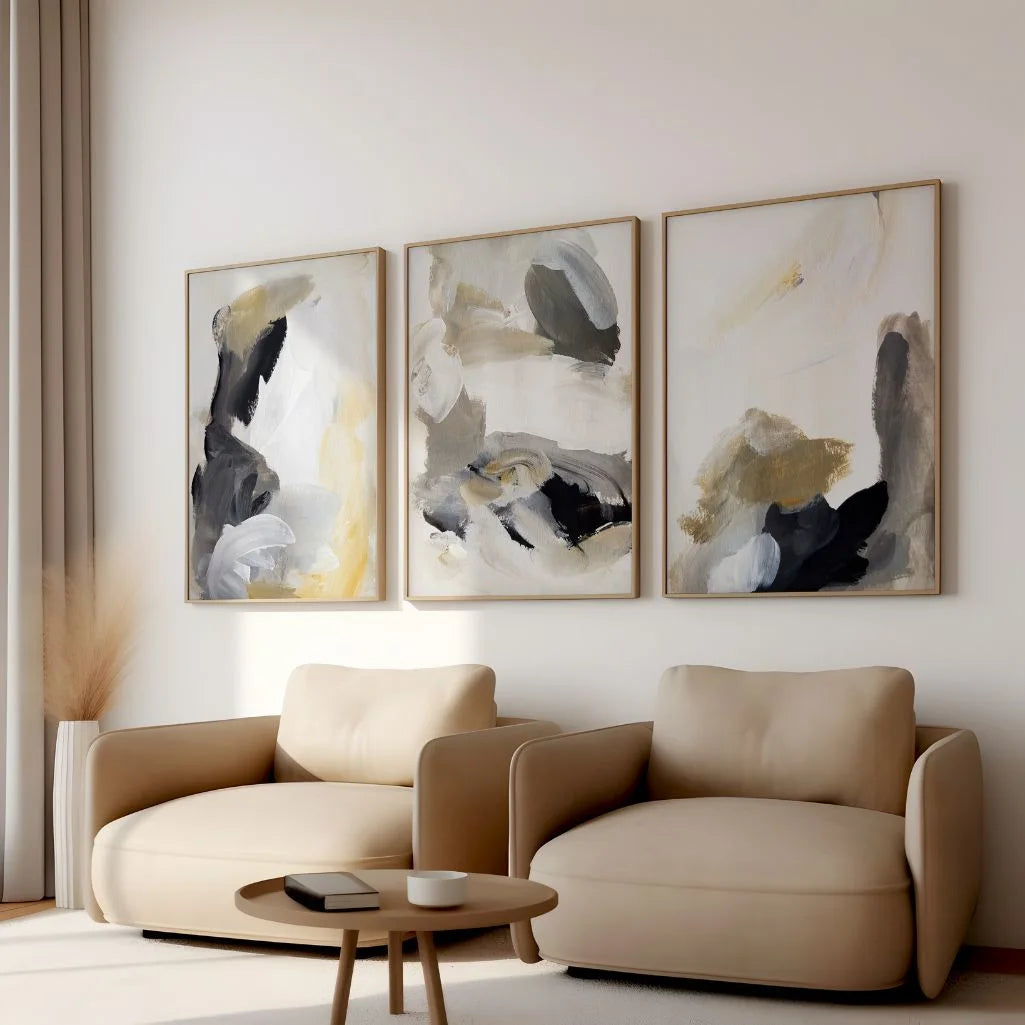 Neutral Abstract – Set of 3 Abstract Art Prints - Modern Minimal Paintings