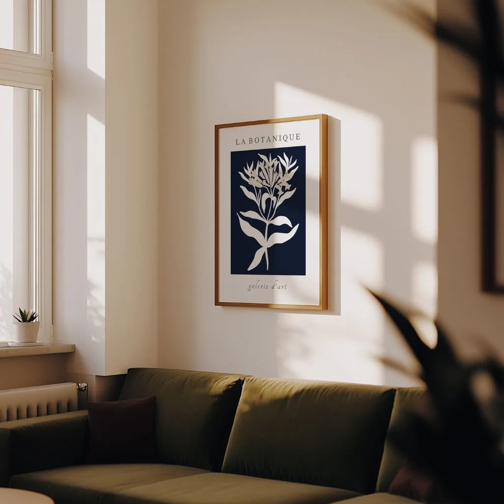 Navy Minimalist Flower Poster
