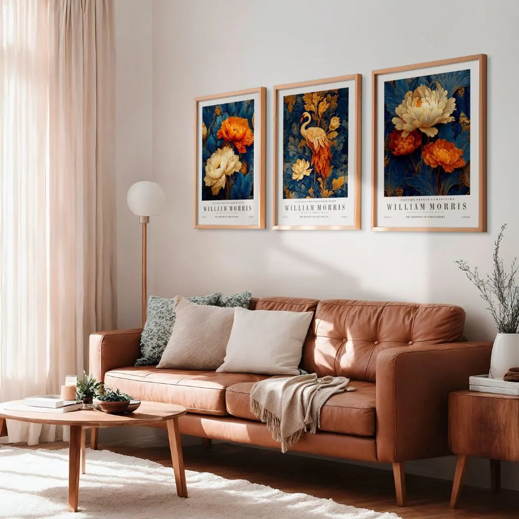 Flamingo & Floral Ornaments – Set of 3 Posters