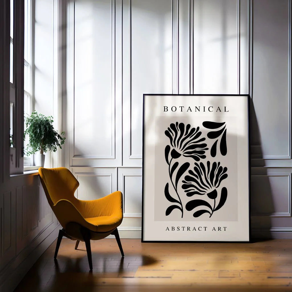 Noir Abstract Flowers Poster