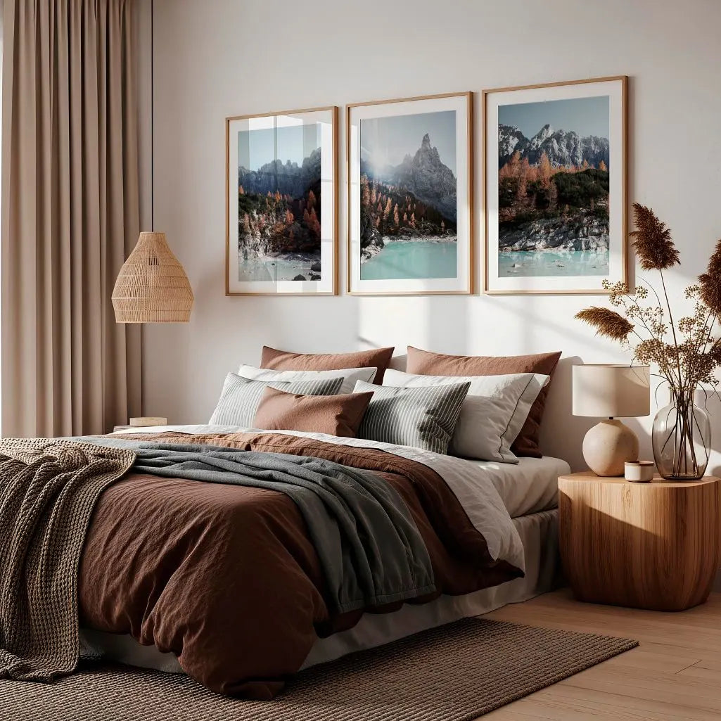 Alpine Mountain Lake Prints – Minimal Nature Set of 3