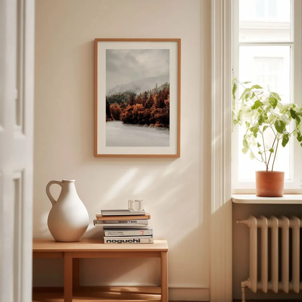 Misty Autumn River Poster