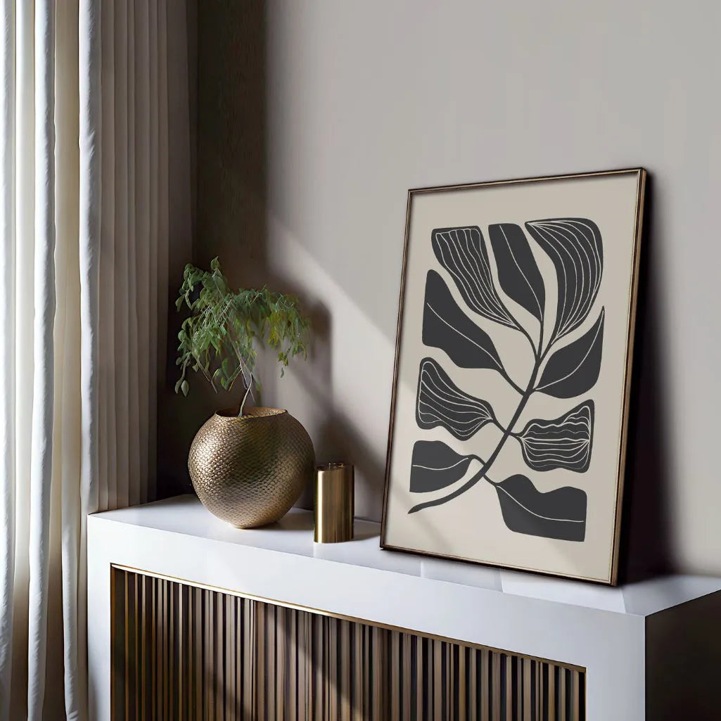 Minimalist Noir Leaves Poster