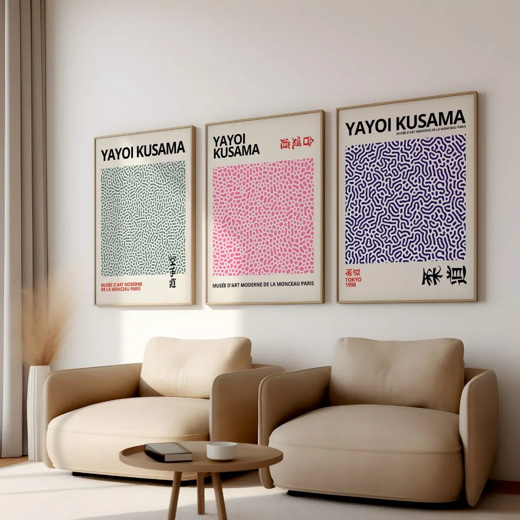 Abstract Pattern Art Prints Set of 3 - Japanese Inspired Minimal Wall Art