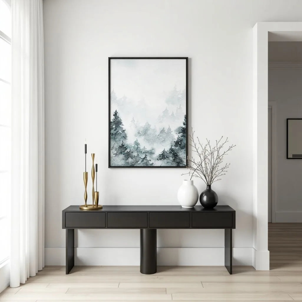 Misty Forest Watercolor Poster