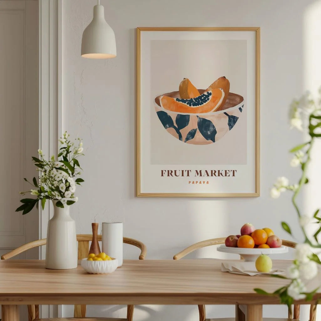 Papaya in a Ceramic Bowl Poster