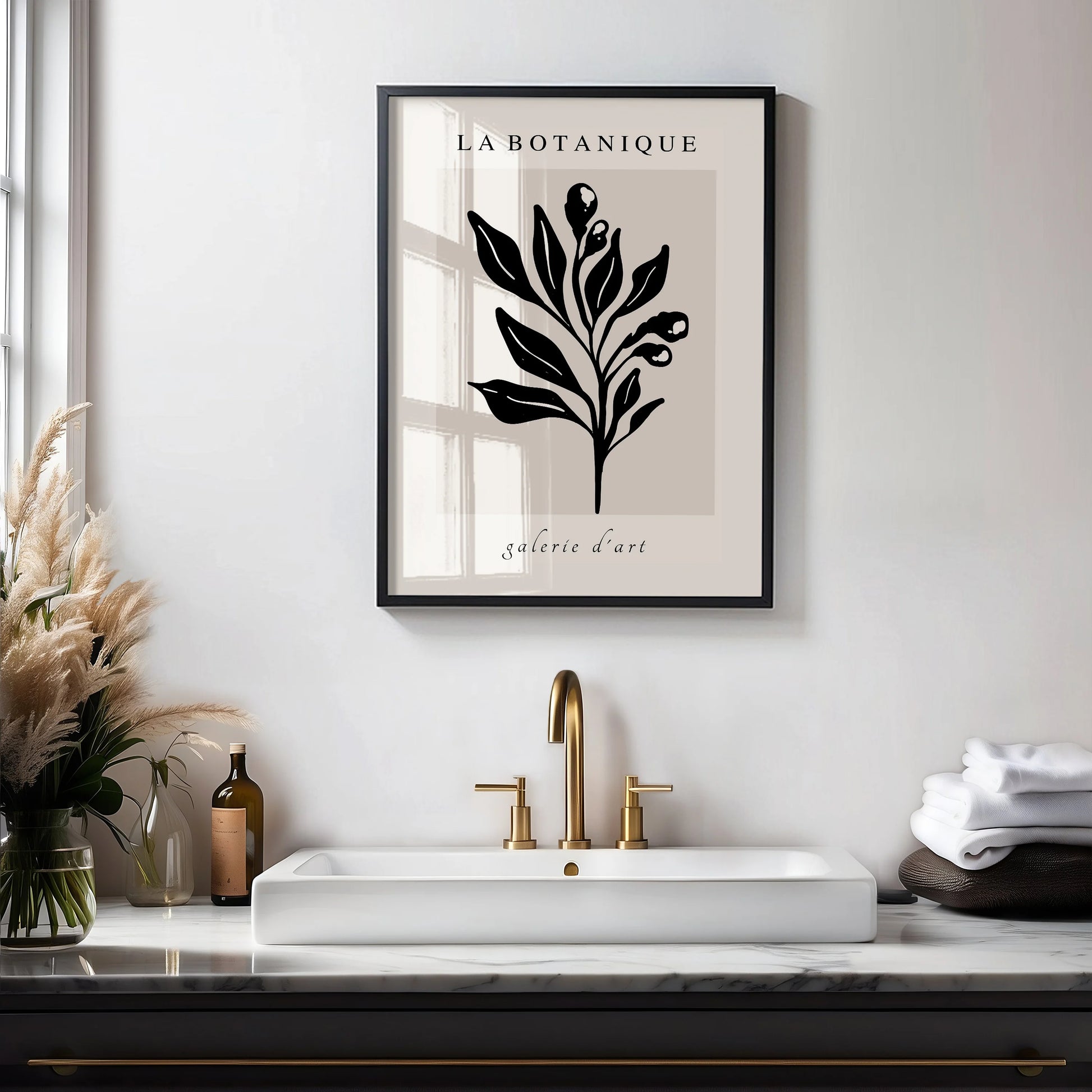 Black Botanical Leaves Poster