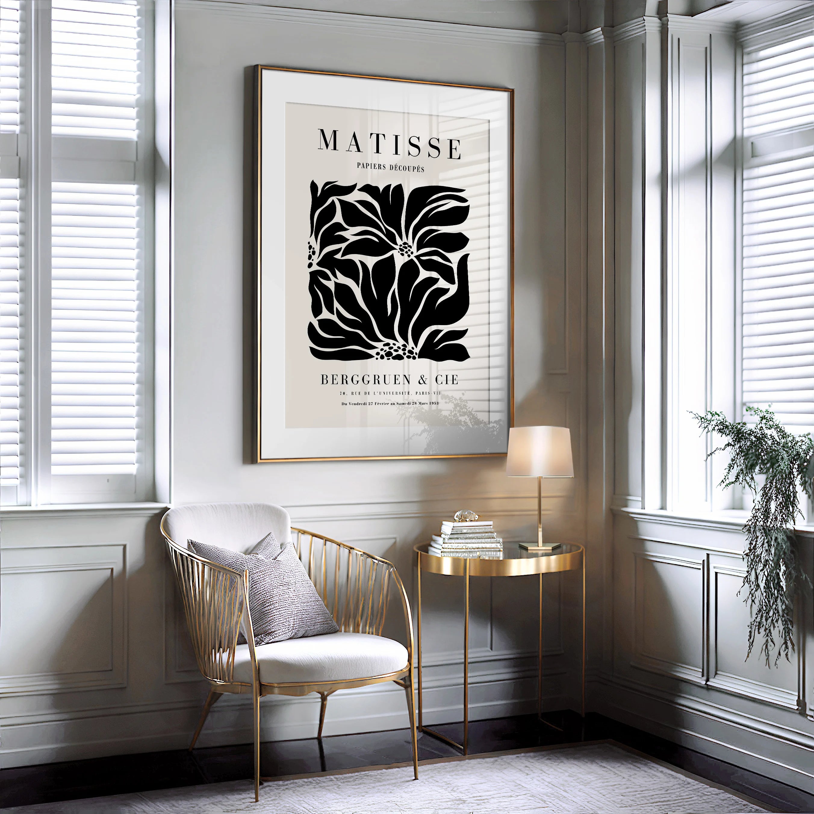 Henri Matisse Black Flowers on Beige Poster