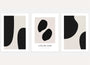 Abstract black and beige poster set with organic shapes minimalist wall art