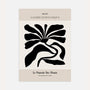 Abstract black flowers poster with bold floral silhouette on light background
