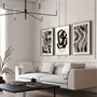 Abstract brush art poster set in monochrome black white style for modern home