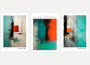Modern abstract color field poster set with turquoise and red tones