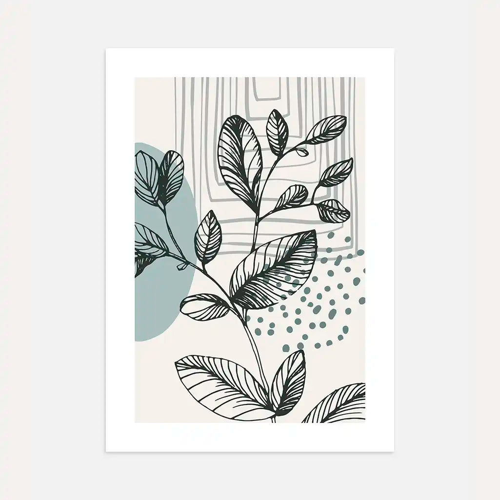 abstract leaves line art poster modern wall art