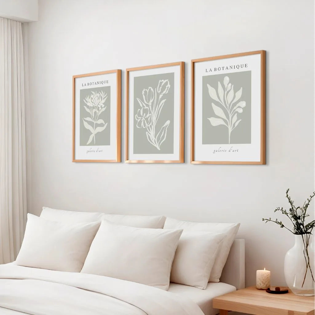 white botanical silhouette poster set wall art for interior design decor