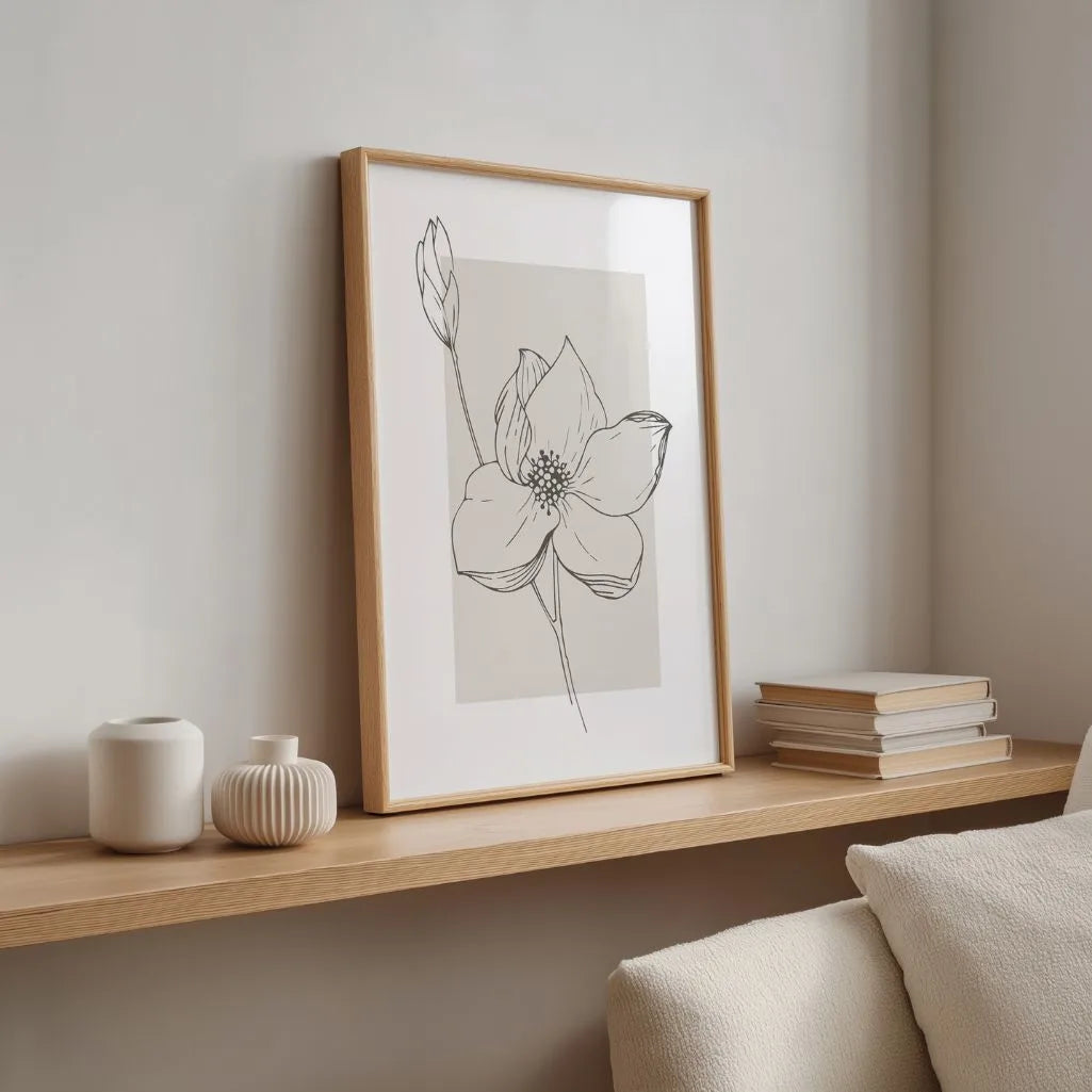 anemone silhouette poster bedroom soft beige scandi decor