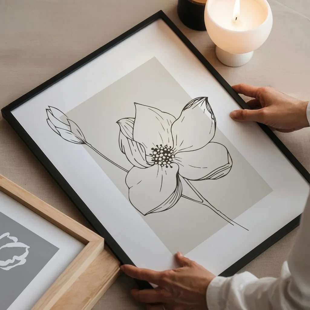 anemone botanical poster living room neutral modern decor