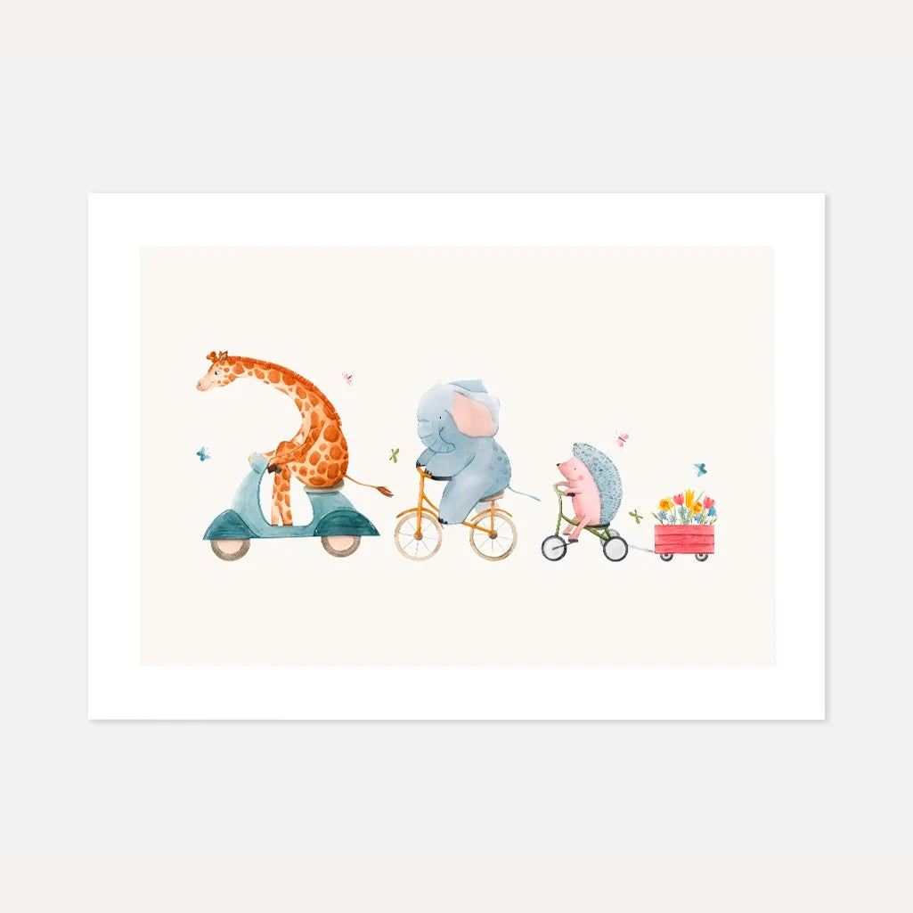 animals on a ride poster kids wall art