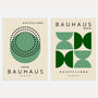 bauhaus green abstraction poster set geometric wall art