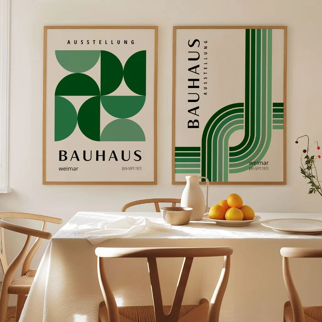 bauhaus green poster set living room wall decor