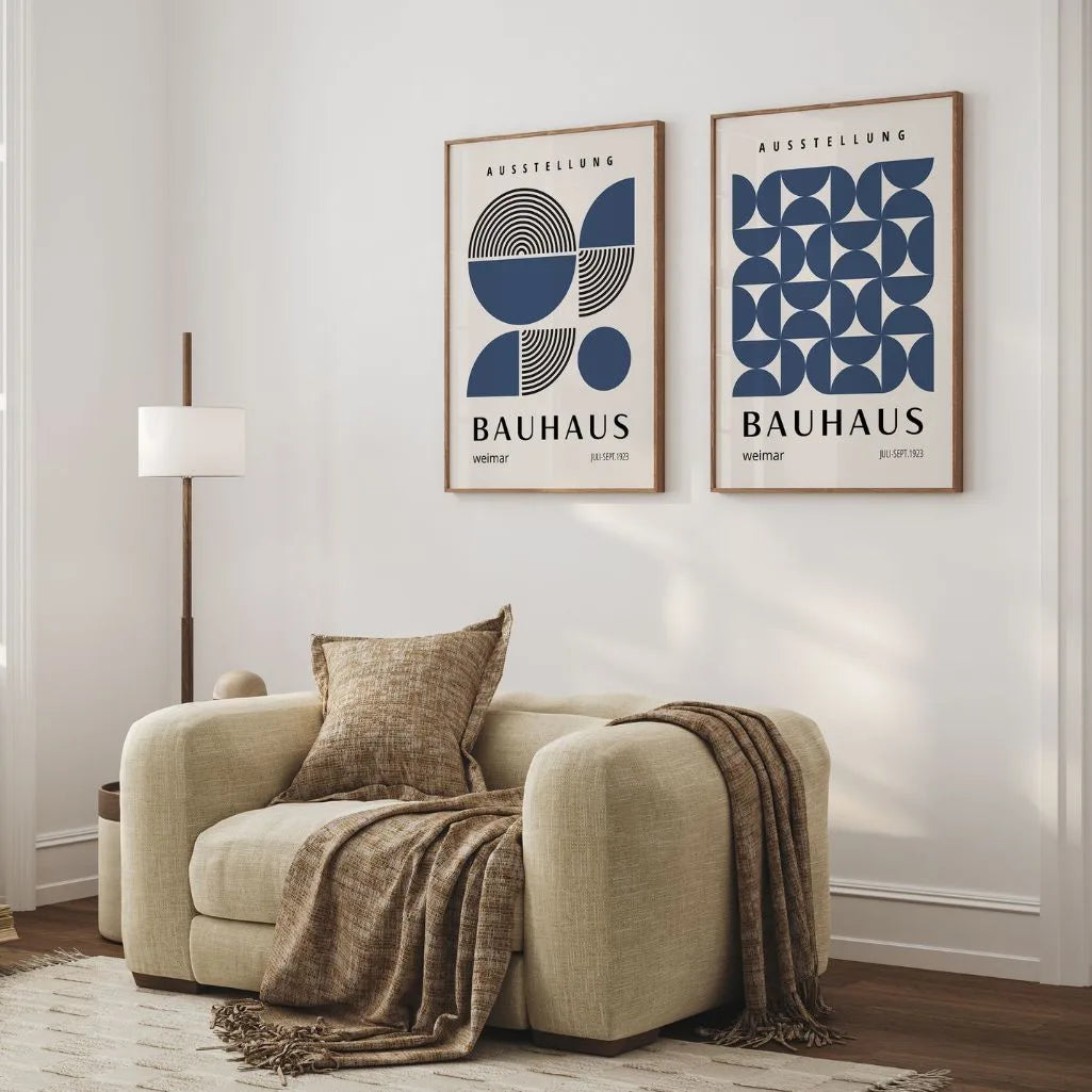 bauhaus navy poster set living room wall decor