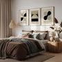 black and beige bauhaus wall art set with abstract planes in modern living room