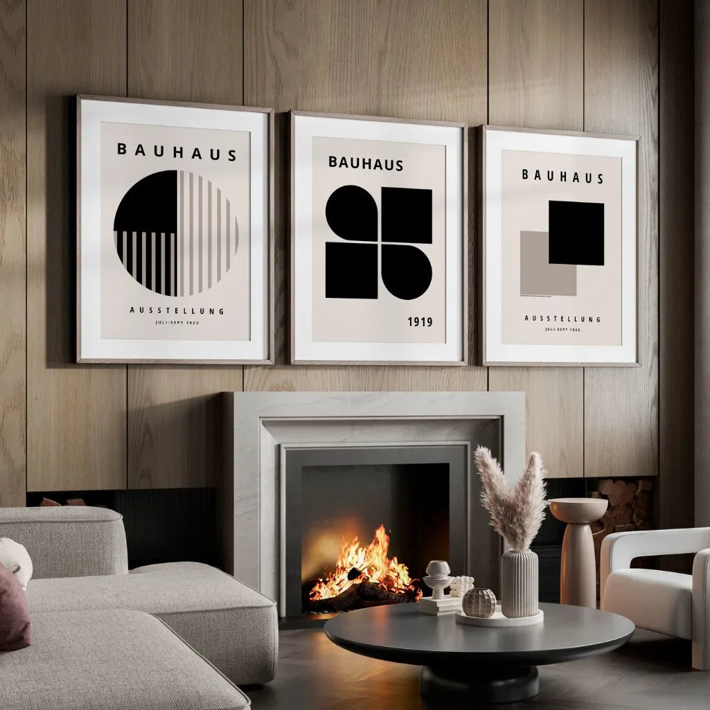 bauhaus abstract structure shapes black beige detail poster composition
