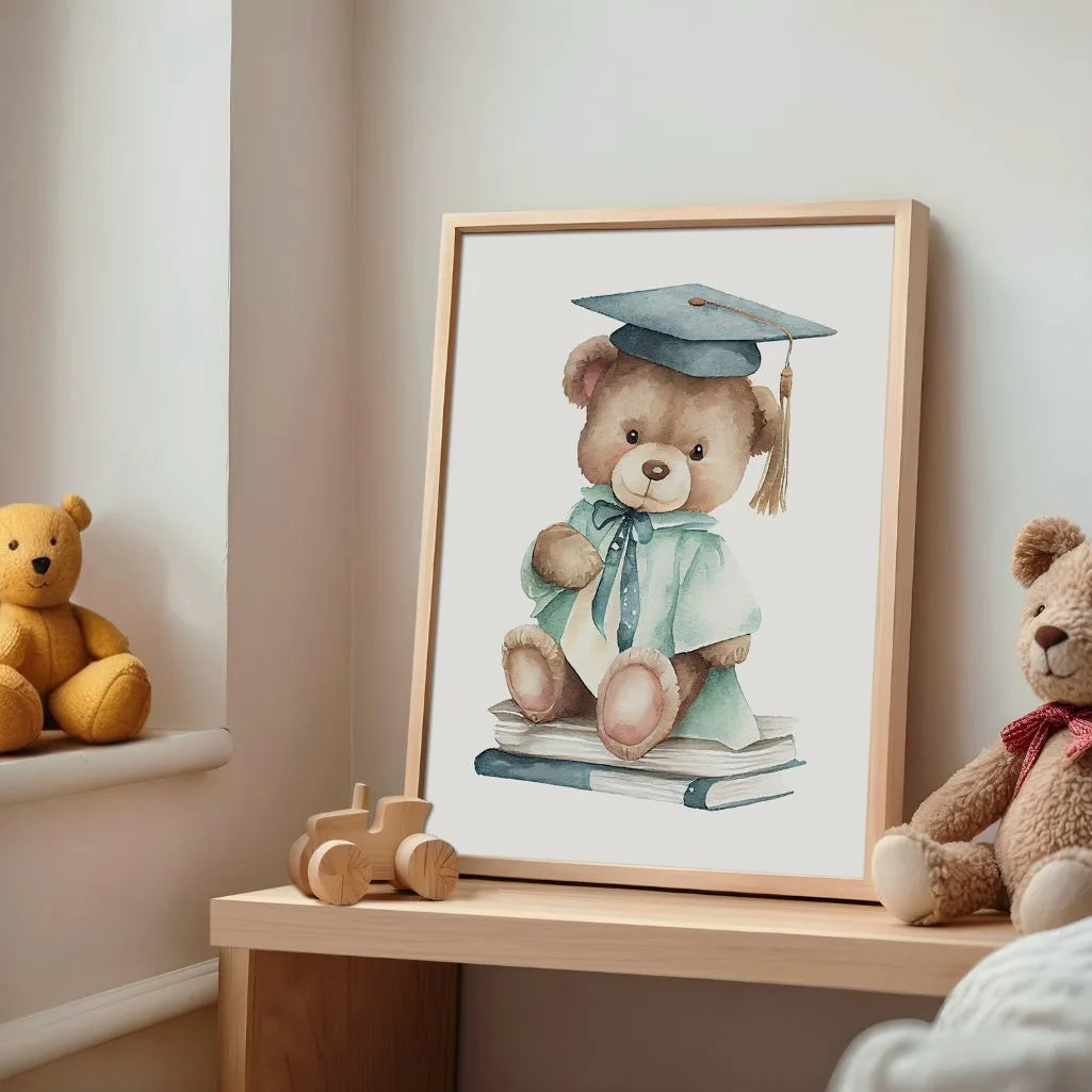 bear with books poster kids study wall art