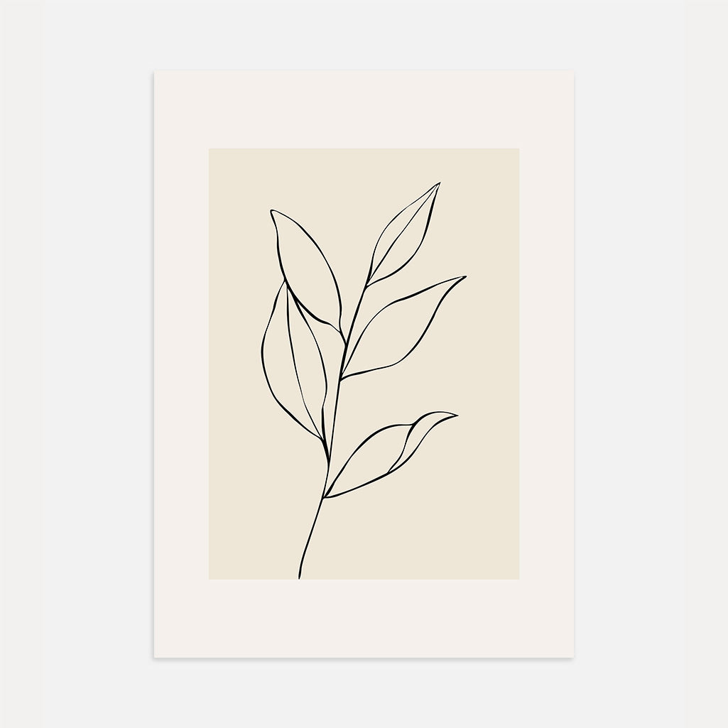 botanical leaves poster beige minimalist wall art
