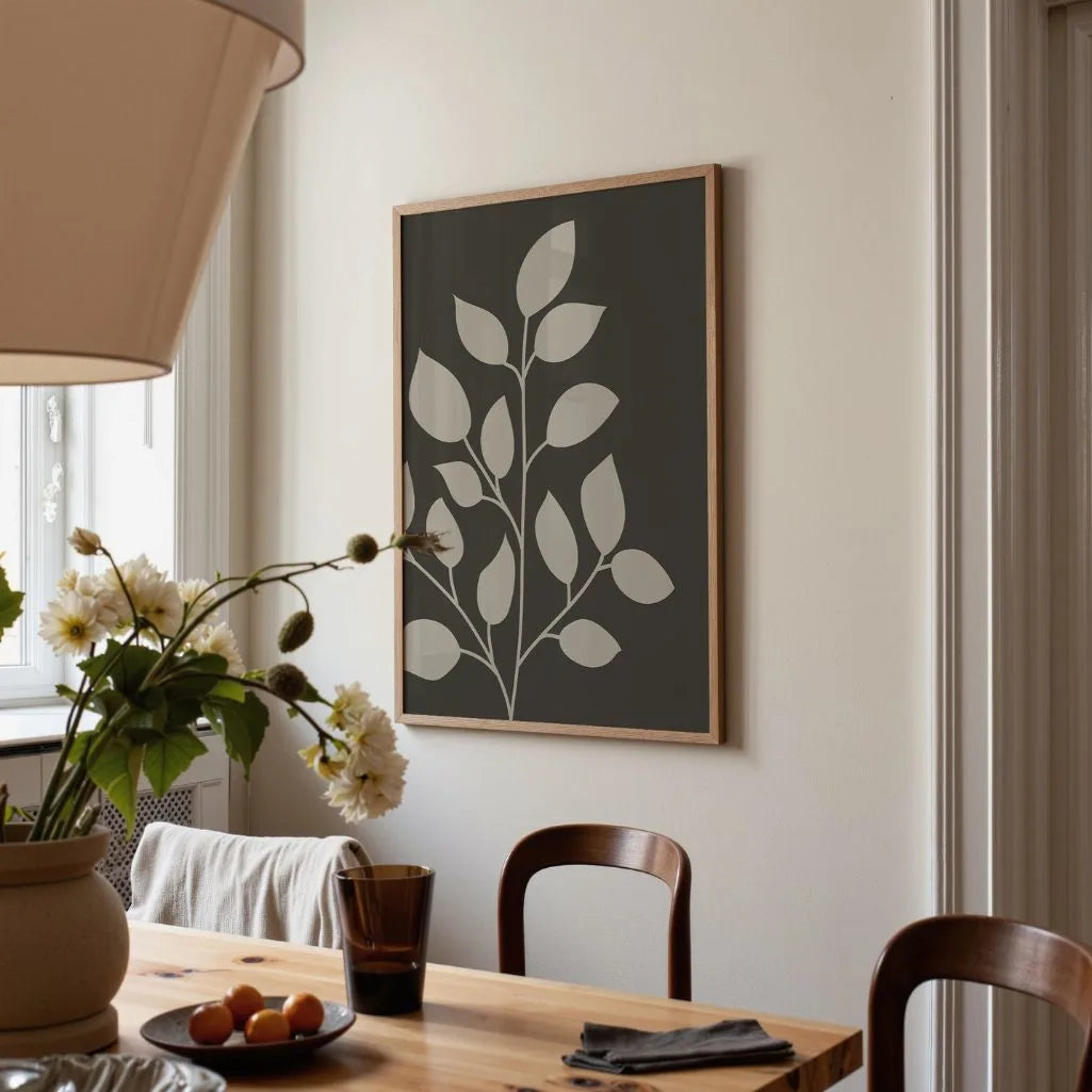 beige botanical branch poster bedroom minimalist decor