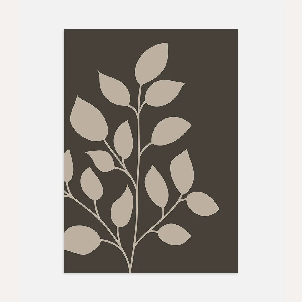 beige branch botanical poster dark background wall art