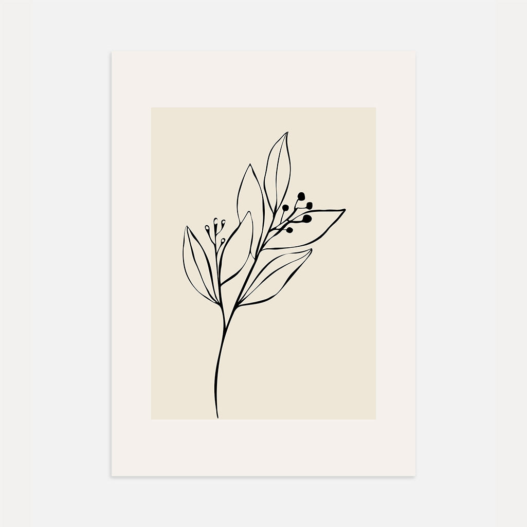 minimal branch poster beige botanical wall art