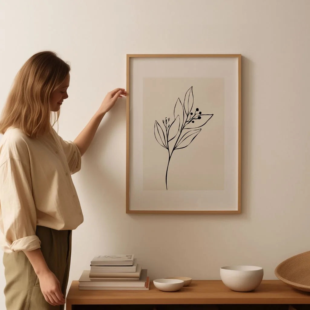 branch poster beige living room natural decor