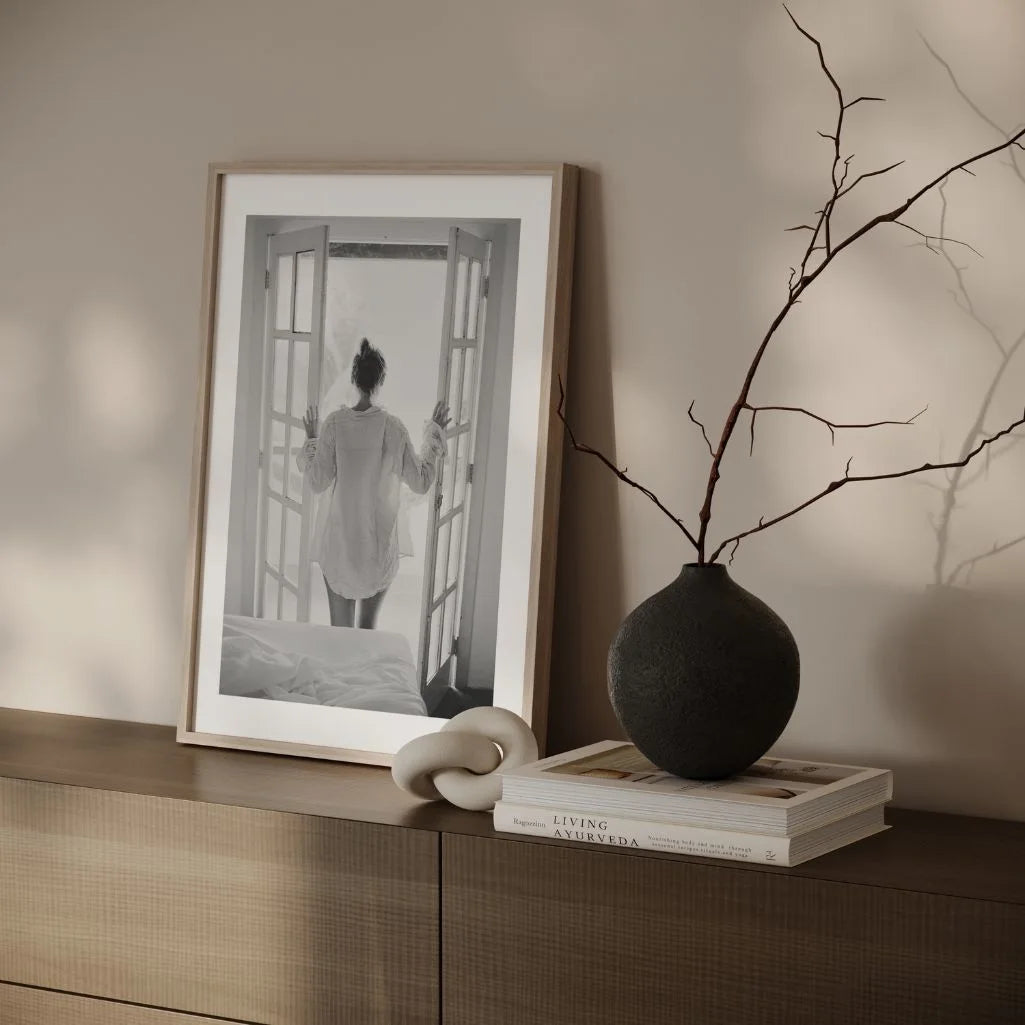 black white window light room decor