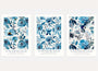 blue floral pattern poster set wall art for living room