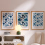 blue floral poster set gallery wall botanical pattern prints modern decor