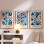 blue floral poster set wall art for gallery wall