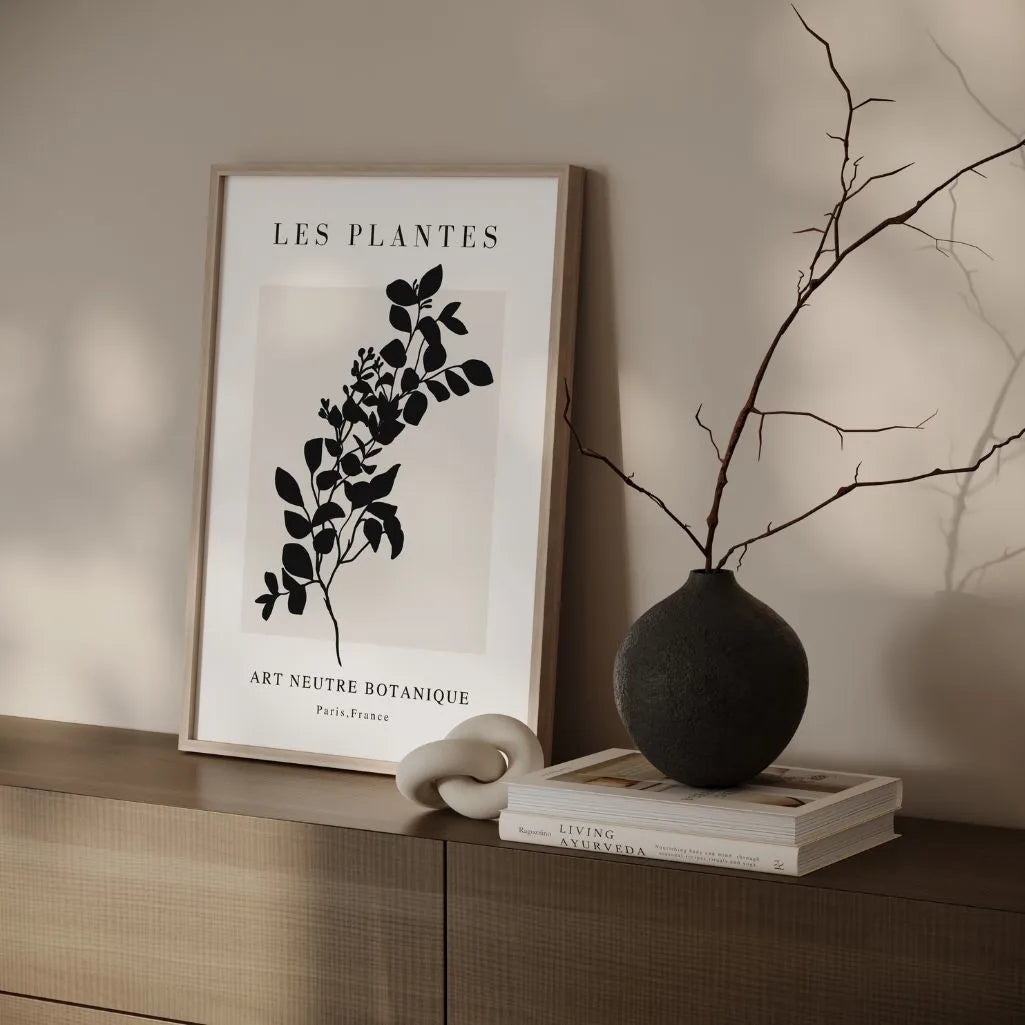 botanical branch silhouette poster bedroom calm neutral decor