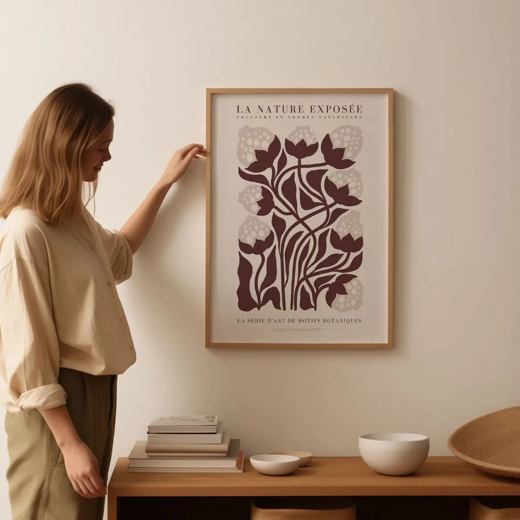 botanical floral motif poster bedroom neutral wall art