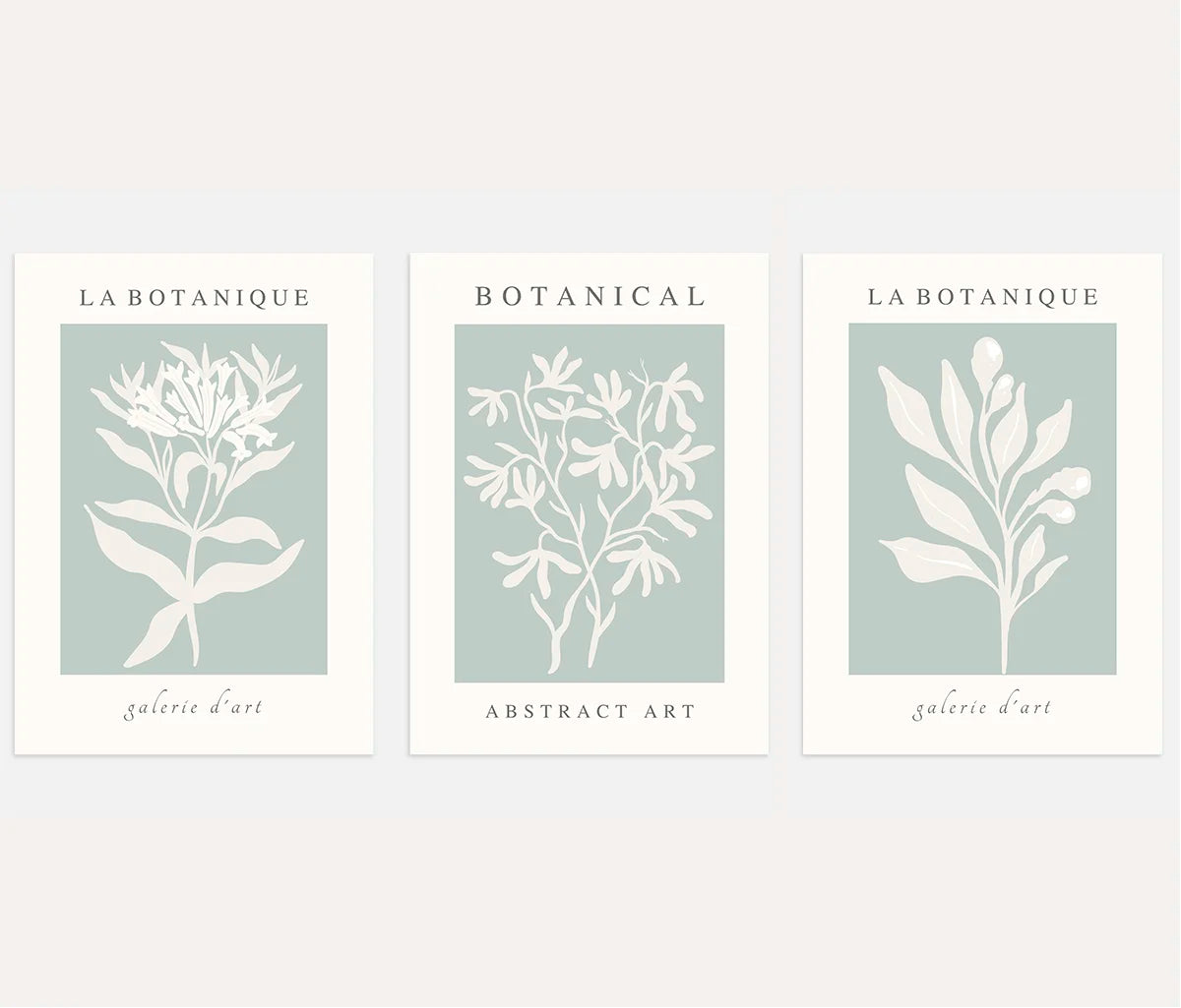 sage green botanical silhouette poster set wall art for living room decor