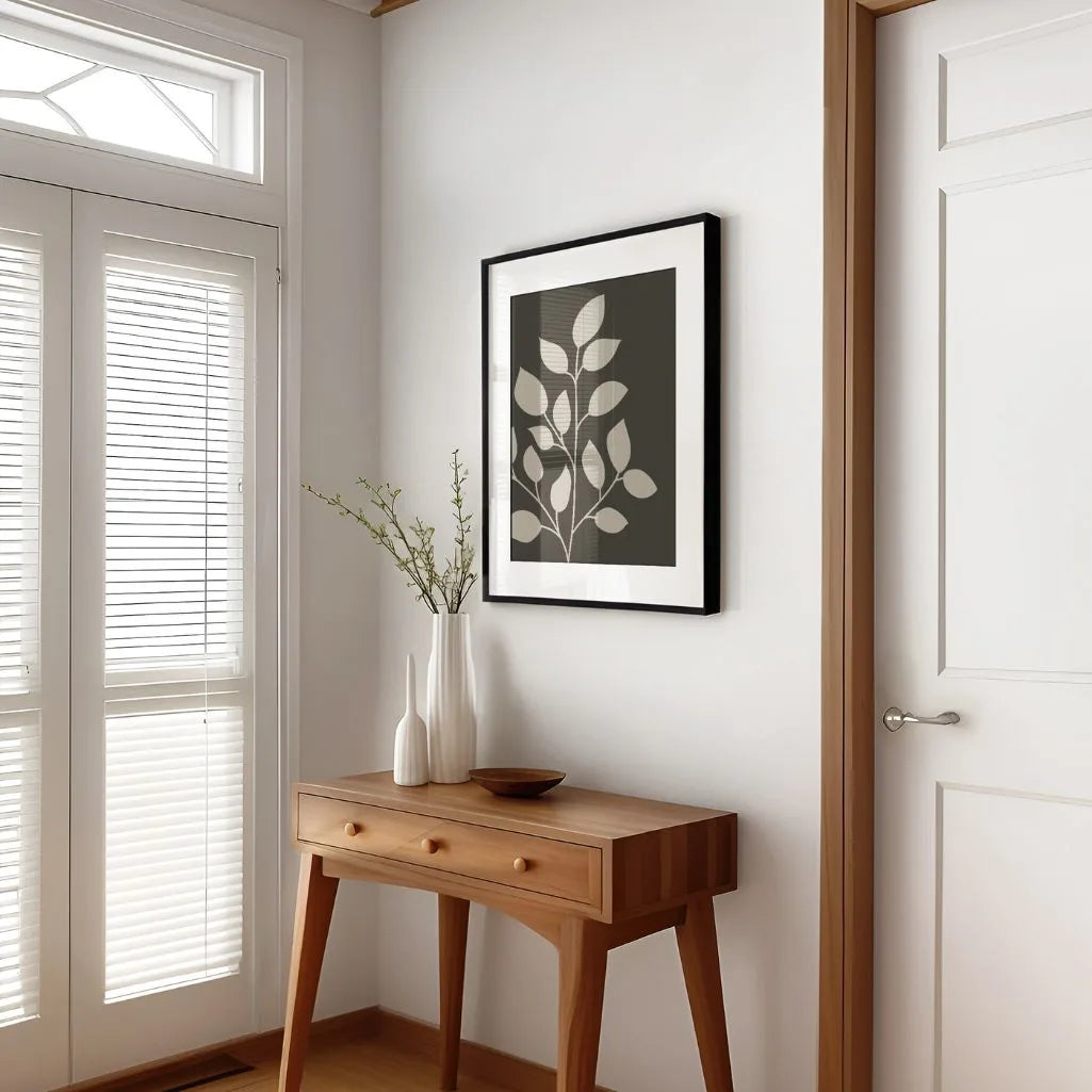 botanical branch poster living room dark wall decor