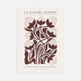 brown botanical floral motif poster neutral wall art